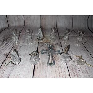 Hand Blown Spun Glass Lot of 11 Assorted Mini Christmas Tree Ornaments